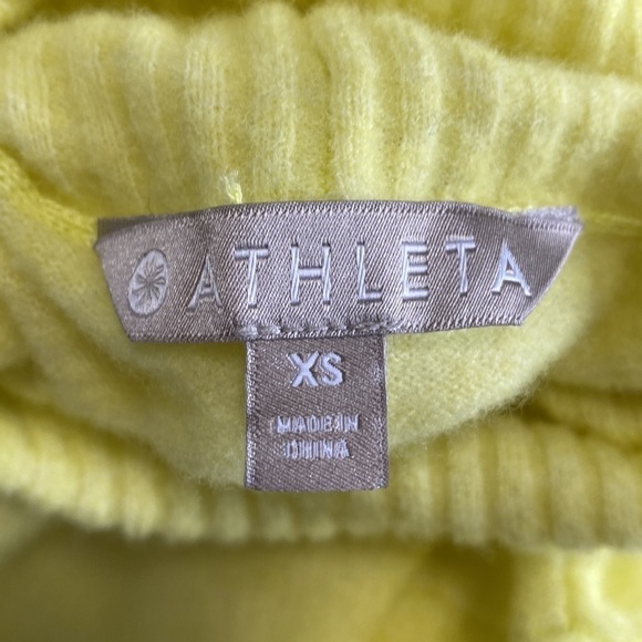 ATHLETA TRANSIT PULLOVER TURTLENECK SWEATER FRESH YELLOW Top SZ XS - Picture 9 of 12